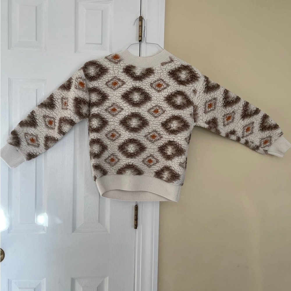 No Boundaries Kids Geometric Sweater - Cream, Brown, and Orange